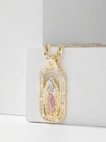 1件经典欧式铜质守护天使瓜达卢佩圣母玛利亚吊坠项链，限量版，适合作为圣诞节/感恩节/万圣节/母亲节/情人节礼物送给情侣/朋友/教父母，也适合天主教初领圣体、日常及节日佩戴祈祷。 - 金黃色 - 查看 6