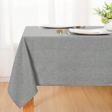 DWCN 1 PC Tablecloth, Washable, Faux Linen Look, 130 X 220 Cm, Soft Tablecloth, Water-Repellent With Lotus Effect, For Living Room, Dining Room, Balcony, Garden, Weddings Or Household Use - 灰色 - 查看 8