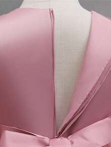 蕾丝长袖刺绣网纱优雅日间派对连衣裙，适合年轻女孩，不含头饰 - 藕粉色 - 查看 10