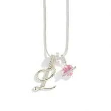 1pc Customized Dainty Luxurious Cream-Inspired Hypoallergenic Pink Heart & Floral 26 English Letter Necklace, Family, Friends, Couples, Valentine's Day, Party, Proposal, Jewelry Gift For Her - White - View 34