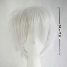 Black Short Hair Cosplay Wig Male Party 30 Cm High Temperature Fiber Synthetic Hair Wigs - White - View 2