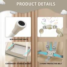 Trona UBRAVOO 3 en 1 para bebé, plegable y portátil, ideal para comer y jugar. Trona convertible con cierre de presión de cinco puntos, plato doble y estante para juguetes. Regalos de Navidad. - Caqui - Ver 4