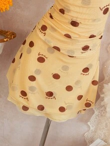Women's Sleeveless Yellow Polka Dot Mini Dress, Bohemian Style Suitable For Outings, Beach, Parties, Birthdays, Versatile Fashion - Multicolor - View 6