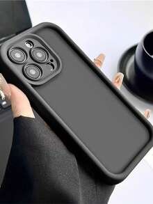 Minimalist Thick Anti-Drop Black Phone Case Compatible With IPhone 17 Pro Max/17 Pro/17 Air/17/16 Pro Max/16/16 Pro/16 Plus/16E/15/15 Plus/15 Pro/15 Pro Max/11/12/13/14 Pro Max/11 Pro Max/12 Pro/12 Pro Max/13 Pro/13 Pro Max/14 Pro/14 Pro Max, TPU Soft Phone Case - Black - View 5