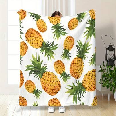 Premium Pineapple Print Blanket - Sofa Throw, Office Nap Cover, Decorative Wrap For Camping & Travel |   Perfect Gift To Parents Or Friends