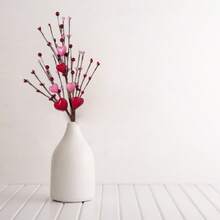 1/5/10 Piezas Ramas con forma de corazón de bayas rojas artificiales como regalo del Día de San Valentín, flores artificiales del Día de San Valentín para decoración, tallos de espuma con corazones y bayas para decoración del Día de San Valentín, decoración para el hogar, boda, cena a la luz de las velas, fiesta de aniversario - Multicolor - Ver 6