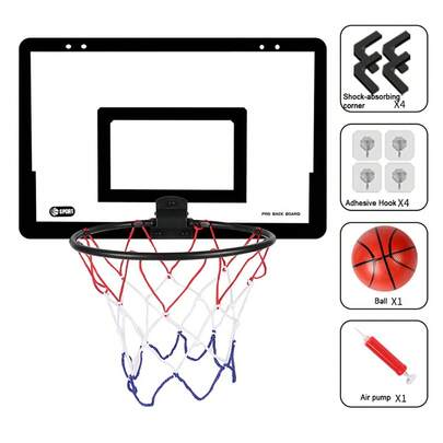 Hanging Indoor Basketball Hoop, Mini Ceiling Mounted Basketball Rim With Net And Ball, Portable Foldable Design For Bedroom, No Assembly Required, Comes With Soft Basketball
