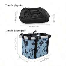 Canastilla para Mascotas en Bicicleta Porta Perros y Gatos Plegable con Liberación Rápida Bolsa Impermeable para Manubrio Antivibraciones - AzulNegro - Ver 2
