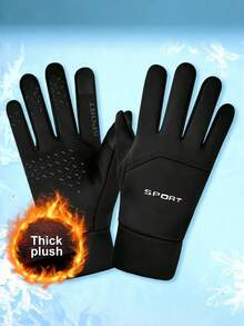 1 Pair Winter Thermal Lined Windproof Waterproof Anti-Slip Touchscreen Warm Gloves, Suitable For Outdoor Cycling, Driving, Autumn/Winter Accessories, Motorcycle Riding Equipment