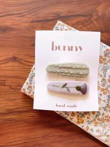 12个/套 女孩布艺刺绣花朵发夹（不含卡片），可爱发卡，日常佩戴 - 彩色 - 查看 7