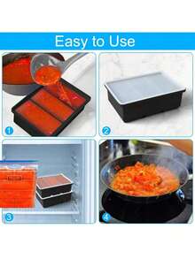 1pc Silicone Ice Cube Tray With Lid - Large Capacity Soft Ice Mold Suitable For Refrigerator, 1 Cup Size For Soups, Stews, Sauces - Dishwasher , Great For Christmas, Halloween, Easter, Thanksgiving - Multicolor - View 11