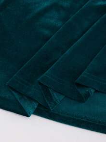 RNU 孔雀蓝纯色丝绒弹力长裙，V领，收腰设计，优雅女士装扮，秋冬季女士正式礼服，适合派对、约会、度假、休闲场合，褶皱连衣裙，生日礼服，冬季服装，百搭时尚，原创设计，情人节礼服，狂欢节服装，丝绒新年长裙，婚礼宾客优雅长袖A字长裙，春夏款 - 水鴨藍 - 查看 11