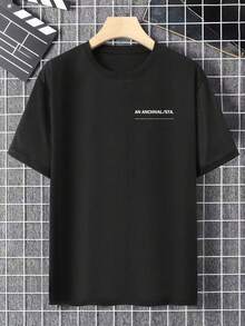 Envío nacional | camiseta de manga corta con estampado casual de algodón puro para hombres en primavera y verano - Negro - Ver 4