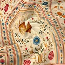 2pcs Mandala Art Curtains, Mughal Palace Arch Design, Floral Lantern Print, Rod Pocket Sheer Curtains, Vintage Boho Style, Home Decor For Living Room, Bedroom, Study, Suitable For Living Room, Princess Room, Dining Room, Bathroom, Kitchen