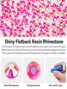 2000 buah Rhinestone Resin Pipih Warna Merah Muda Cerah Ukuran 3-6mm, Permata Jelly Bulat Cocok untuk Aksesoris, Sepatu, Pakaian, Kosmetik, Dekorasi Tas - Merah mawar tua AB - View 6