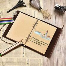 Cuaderno de piel recargable A5 cuaderno de bocetos clásico diario de viaje para niñas mujeres y hombres carpeta de 6 anillos A5 cuaderno de bocetos de 200 páginas en blanco para escribir dibujo - como en la foto - Ver 2