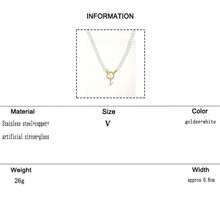 1件仿珍珠和立方氧化锆字母吊坠，奢华时尚女士龙虾扣项链