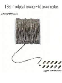 1Set 1.5/2.4mm Iron Beads Chain About 393.7 Inch About 50 Iron Material Beads Waist Buckle DIY Jewelry Chain Suitable For Bracelet Necklace DIY Making - Multicolor - View 14