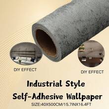 1PC, Dark Gray Concrete Cement Wallpaper, For Home Decoration, Self-Adhesive Wallpaper For Refurbishing Cabinets, Tables, Chairs And Room Backgrounds - Multicolor - View 6