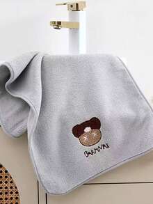 1 Set Skin-Friendly Soft Absorbent Towel, 35*75cm Hand Towel & 70*140cm Bath Towel, Unisex - Gray Bear Head - View 13