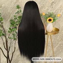 360 Full Lace Front Wig For Women Ginger Orange Long Straight Hair Wigs Pre Plucked Hairline Heat Resistant Fiber Soft Dark Orange Wig Glueless Free Part HD Lace Natural Look Full Lace Synthetic Hair Replacement Wigs For Party & Daily Wear 30 Inch - 黑色 - 查看 7