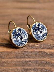 suteyi 1件鸟形圆形耳环，铜质首饰