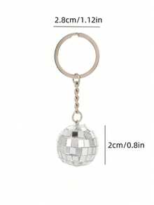 Portachiavi a sfera da discoteca, ciondolo lucido per chiavi, anello portachiavi, ciondolo per borse e zaini, regalo per donne, matrimoni, feste - Argento - Visualizzare 5