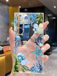 1 chiếc ốp lưng điện thoại hình thế giới dưới nước màu xanh dương, mềm mại, bảo vệ điện thoại, tương thích với iPhone 17/17 Air/17 Pro/17 Pro Max, Honor, Galaxy A04e/12/A13/A14/A34/A50/A52/A53/A54/S21/S22/S23/S24/S25/S25Ultra, 6A/7A/8A, 12T/13T - Trong sáng - Xem 5