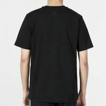 Adidas 阿迪达斯 ESSENTIALS 复古美式风格印花舒适休闲运动简约日常百搭短袖T恤，黑色 - 黑色 - 查看 3