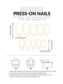 24片装长杏仁形美甲贴片，欧美法式裸粉色渐变极简风格，全覆盖易贴设计，适合女性和女孩的日常生活和旅行。 - 彩色 - 查看 4