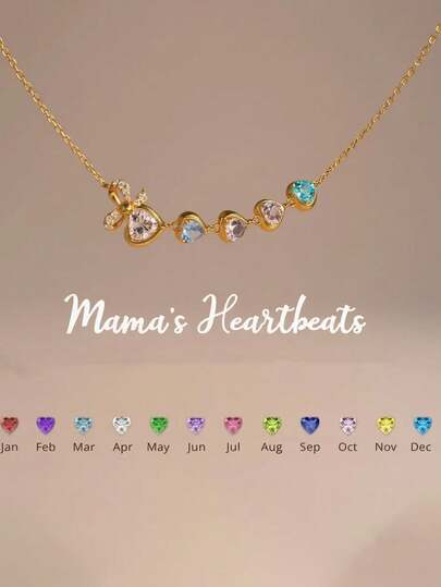 A Customisable Multi-Heart Birthstone Necklace Featuring An Adjustable Chain And An Exquisitely Elegant Heart Design. Whether For Anniversaries, Birthday Celebrations, Everyday Wear, Prom Gifts, Mother's Day Presents, Valentine's Tokens, Graduation Mementos, Wedding Favours, Or As Party Gifts For Best Friends, Mothers, Family, Friends, Or Daughters, It Makes An Ideal And Unique Gift.