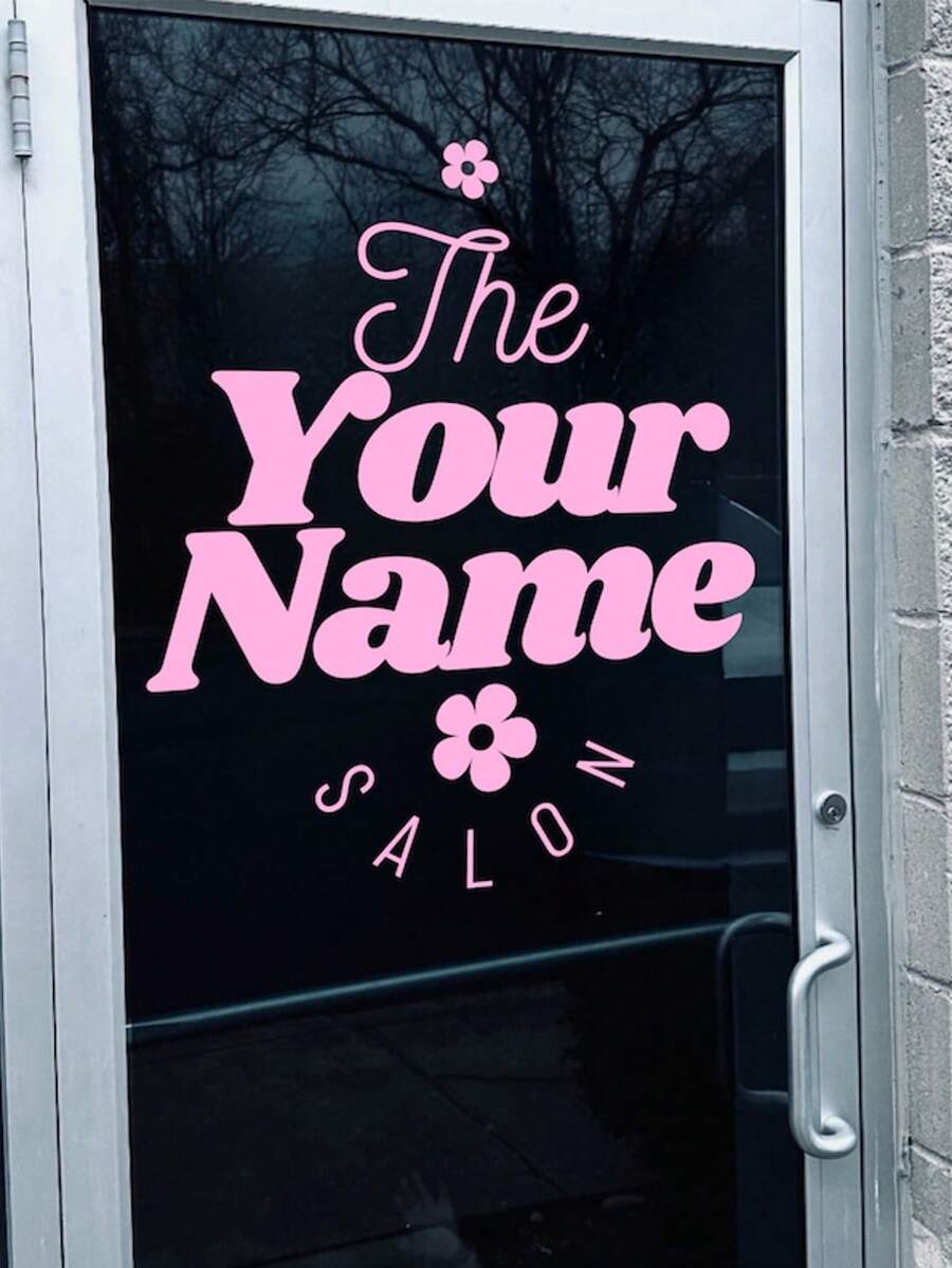 Custom Vinyl Door Sign - Customizable Business Stickers - Customizable Logo, Text, Social Media Accounts, QR Code Stickers - Variable Storefront Fonts - Multicolor - View 1