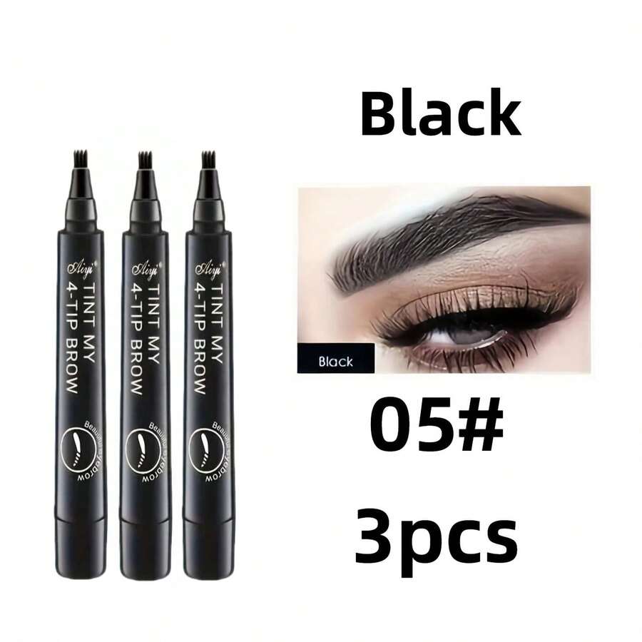 5pcs Lápiz de cejas líquido, cejas naturales efecto 3D, maquillaje a prueba de agua para cejas naturales, larga duración, resistente al agua, antiniebla, crea el aspecto natural de las cejas lápiz de cejas marrón oscuro, lápiz de cejas fácil de colorear, resistente a las manchas y duradero, fácil de implementar cejas claras, regalos hermosos para mujeres, regalos, vacaciones de navidad - 3 piezas (color n.° 05) - Ver 1
