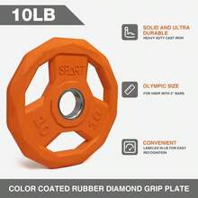SPART Color Coded Weight Plate 2-Inch Rubber Coated Olympic Grip Plate for Barbell Solid Cast Iron Weight Plates for Strength Training Weightlifting Crossfit Home Gym 2.5LB 5LB 10LB 25LB 35LB 45LB Pair - Caballos de 25 libras - Ver 3