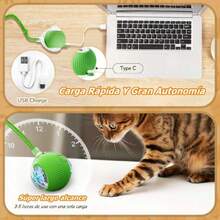 Juguete Eléctrico para Gatos y Perros - Pelota Rodante Automática, Material Duradero (Verde),36685020 - Multicolor - Ver 1