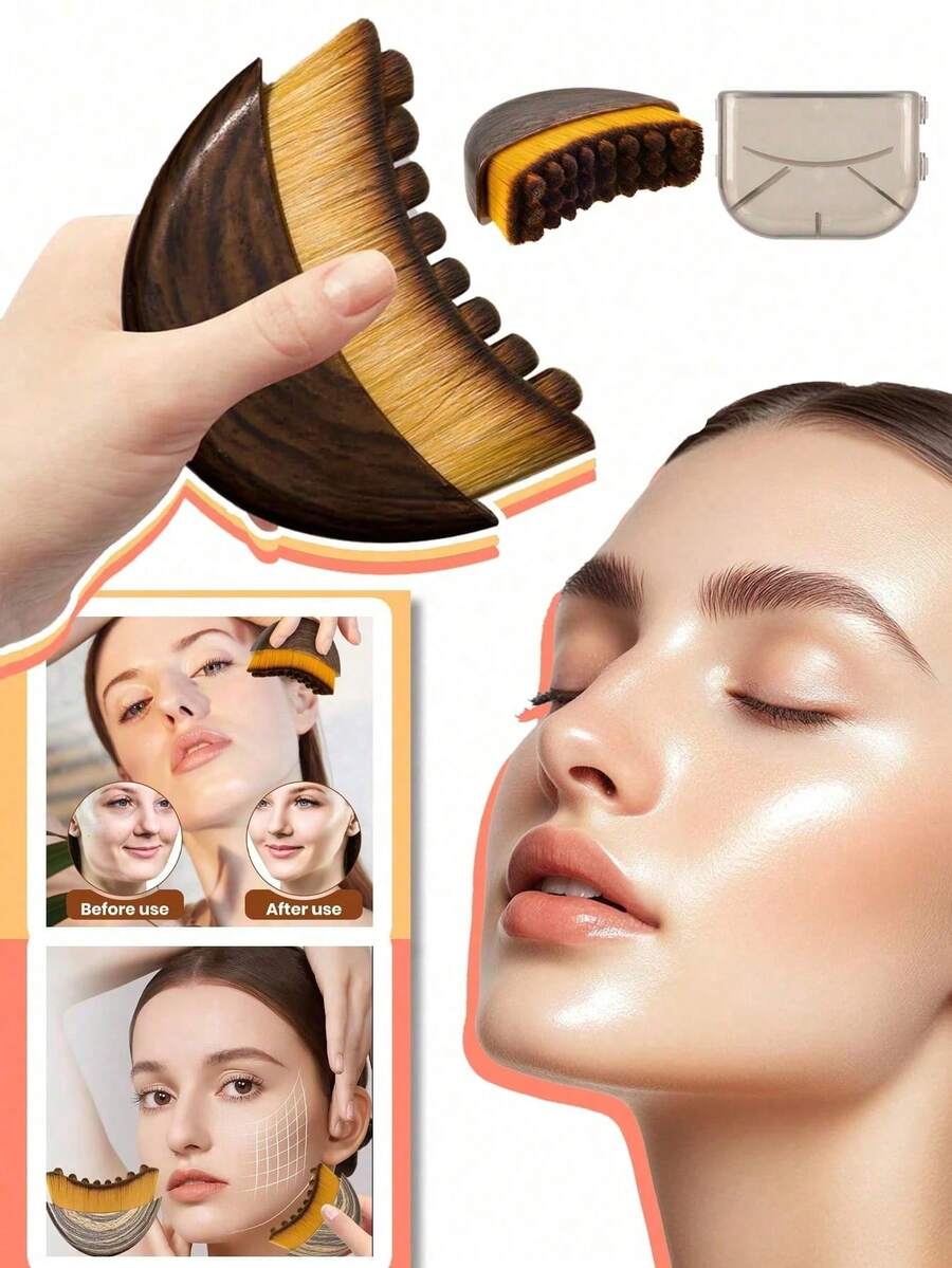 面部及身体按摩刷，淋巴按摩器，适用于面部、下巴及下颌线按摩，符合人体工学设计，精准贴合肌肤，便携式美容工具（持续使用效果更佳），美容，护肤产品，水疗，自我护理，护肤工具，面部护理，美容师用品，按摩，面部按摩工具，面部滚轮 - 彩色 - 查看 1