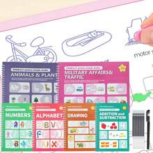 Preschool Learning Activities Educational Workbook - Toddler Prek Montessori Handwriting Practice Activity Tracing Toys Busy Book For Kids, Autism Learning Materials And ABC Learning Book 6PCS - 彩色 - 查看 9