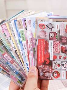 1本全模切贴纸书，带背胶和双面覆膜，复古备忘录系列，适用于礼品、办公、家居、标记、标签、教室、娱乐玩具、学生计划本、创意复古装饰DIY贴纸 - 彩色 - 查看 2