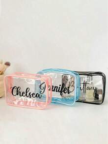 Personalized Transparent Makeup Bag, Customized Mom Travel Organizer, Transparent Toiletries Storage Bag - Multicolor - View 10