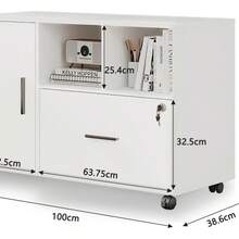 Archivero Móvil Para Oficina Con Ruedas 2 Estantes Y Cajones - Blanco - Ver 3
