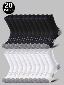 2/5/10/20 Pairs Unisex Casual Sports Mid-Calf Socks, Colorblock Honeycomb Anti-Slip Shock Absorbing Design, Suitable For Fitness, Running, Cycling, Climbing, Tennis - Multicolor - View 33