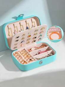 1个首饰盒，首饰收纳盒，旅行首饰盒，迷你首饰收纳盒，伴娘礼物及旅行必备品，可收纳戒指、项链、耳环，节日礼物，拉链翻盖收纳盒。女士礼物，男士礼物。 - 白色 - 查看 13