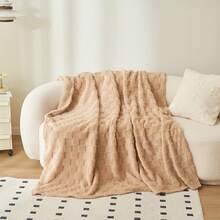 Coperta in pile di flanella a doppio strato spessa, coperta per divano, ufficio, pisolino, calda coperta in taffetà, coperta scialle per dormitorio, lenzuolo - Waffle - Marrone - Visualizzare 13
