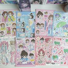 INS风卡通女孩贴纸，女孩贴纸，INS创意备忘录贴纸，DIY手账贴纸，可爱装饰贴纸 - 适用于剪贴簿、手账、美甲、水瓶装饰 - 装饰贴纸系列，可爱贴纸，手账装饰，个性设计，缤纷图案，剪贴簿用品，持久耐用，手工工艺品