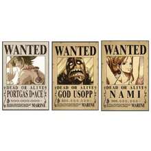 ONE PIECE Set de 1/2/3/6 pósteres de pared de , pósteres de "Se Busca" con personajes como Shanks, Sabo, Ace, Boa Hancock, Trafalgar Law, Gol D. Roger, Yamato, etc. (sin marco)