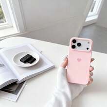 Ljusrosa hjärtdesignat flytande silikonskal - Mjukt och sött estetiskt stötsäkert skal kompatibelt med - Rosa - Visa 6