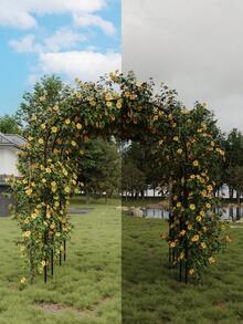 Arco enrejado para jardín exterior, soporte metálico para flores con revestimiento resistente al óxido, apto para plantas trepadoras, flores y hortalizas. Ideal para bodas, céspedes y fiestas - Negro - Ver 6