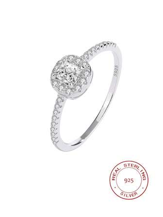 1pc S925 Silver Ring, Classic Personalized Engagement/Wedding Ring, Fashionable Platinum-Plated, Unique Micro-Inlaid Geometric Design Knuckle/Midi Ring, Premium Jewelry For Women