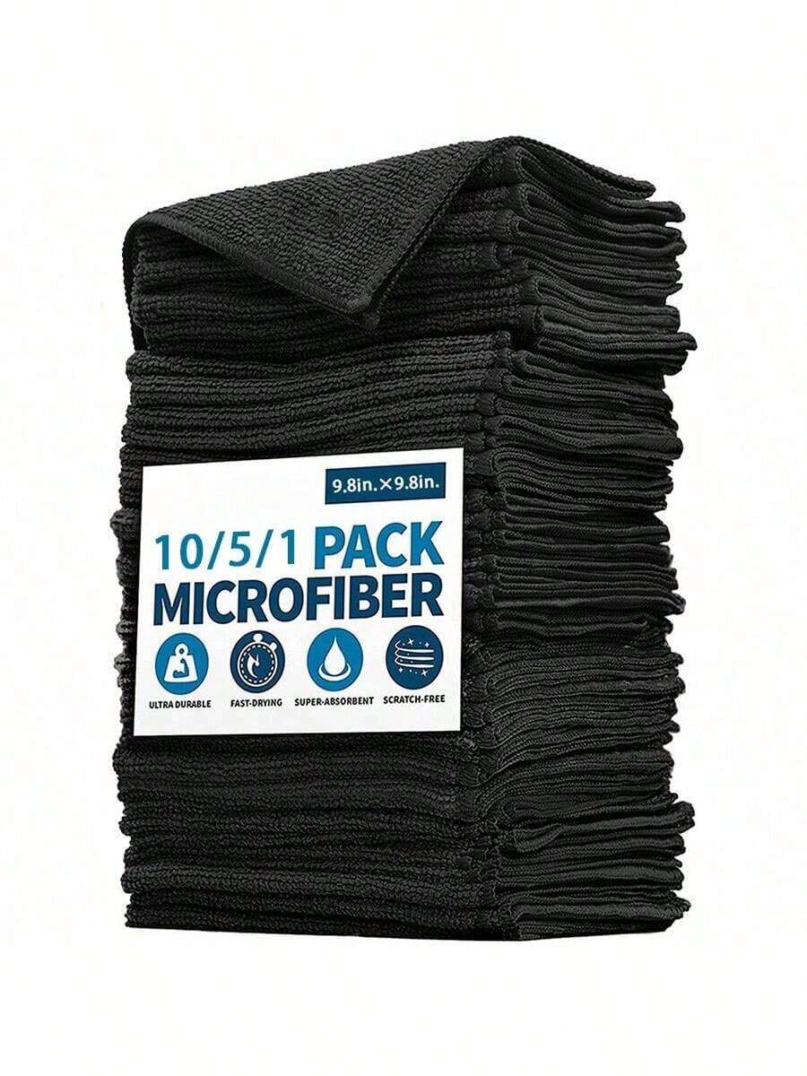 10pcs Black Cleaning Cloth Thick Rags Kitchen Dishwashing Pot Dish Washing Cloth Towel Cleaning Tools, Kitchen, Bathroom, Home, Household Supplies Supplier - Black - View 1