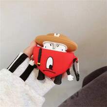 黑白兔子硅胶保护套，适用于 Pro 1/2/3，心形玩偶设计，适用于苹果蓝牙耳机 - 紅色 - 查看 10